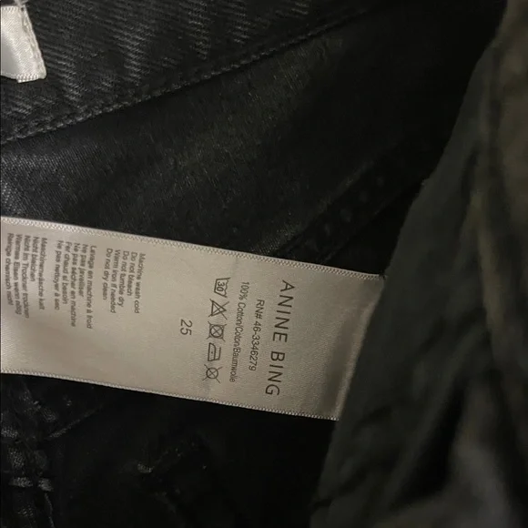 Anine Bing Black Jean Shorts with Frayed Hem - Picture 4 of 5